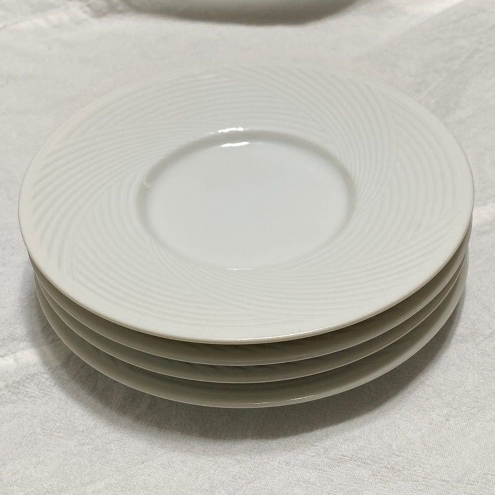 Set of 4 ~DANSK TAPESTRIES WINTER WHITE 6” Saucers ~Discontinued